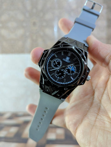 luxury Black Dial Rubber Strap